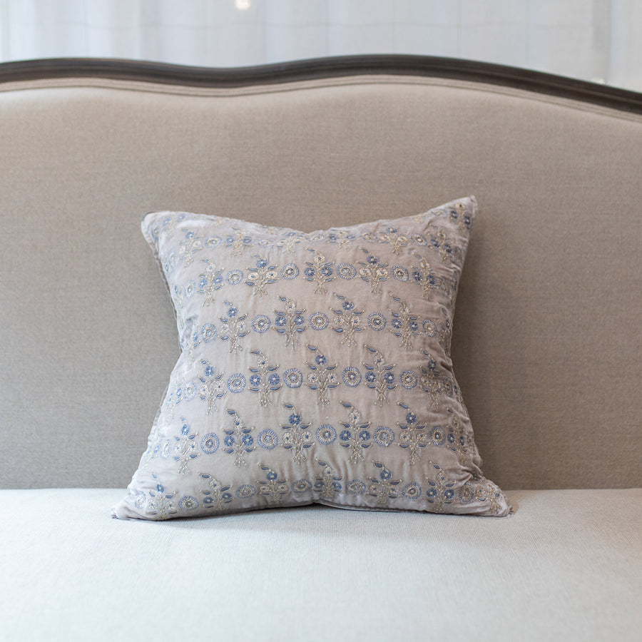 Soft Silver Cushions - Gujarat Flower 20’x20’ - Anke Drechsel - Cushion - $595