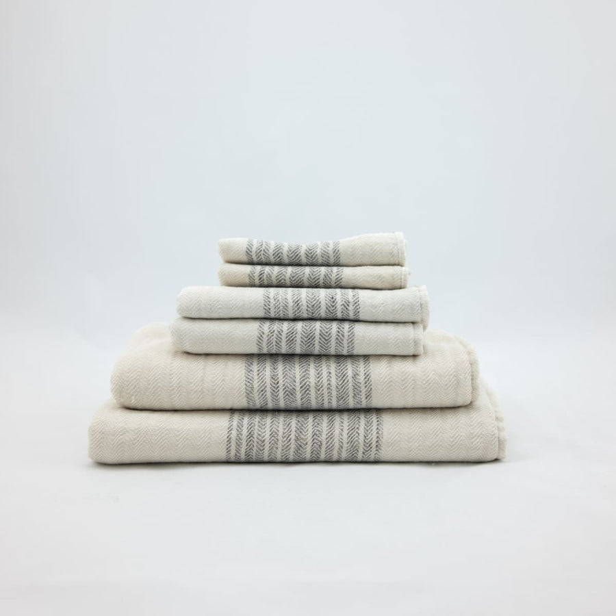 Flax Line Towels - Hand Towel - 13” x 34” / Brown/Beige - Morihata International Ltd. Co. - Bath - $30