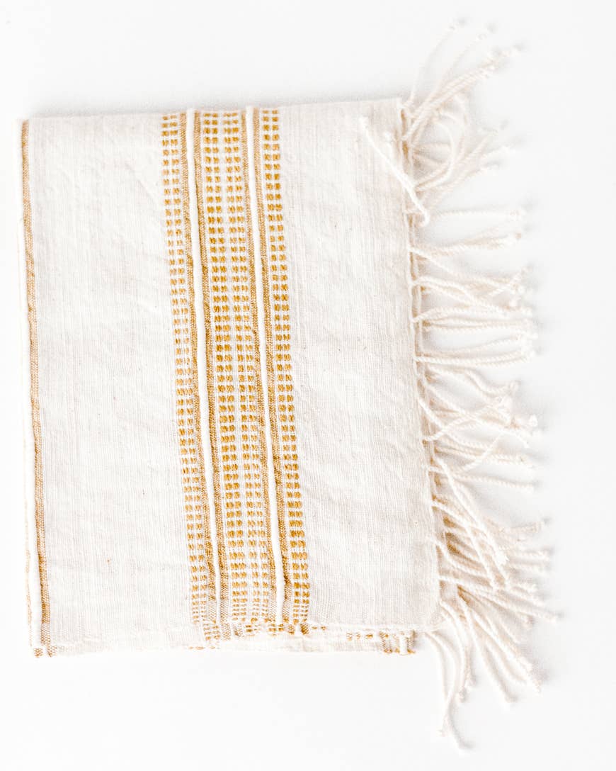 Aden Cotton Hand Towel - Natural with Beige - Creative Women - Table - $36