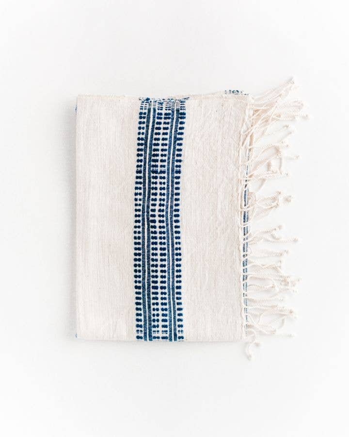 Aden Cotton Hand Towel - Natural with Navy - Creative Women - Table - $36