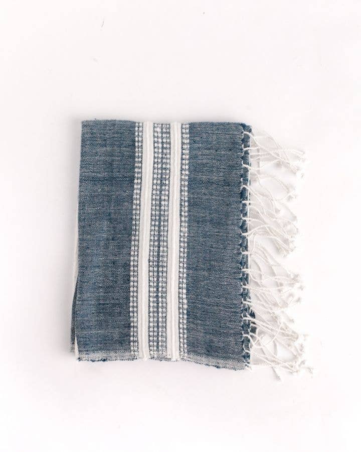 Aden Cotton Hand Towel - Navy with Natural - Creative Women - Table - $36