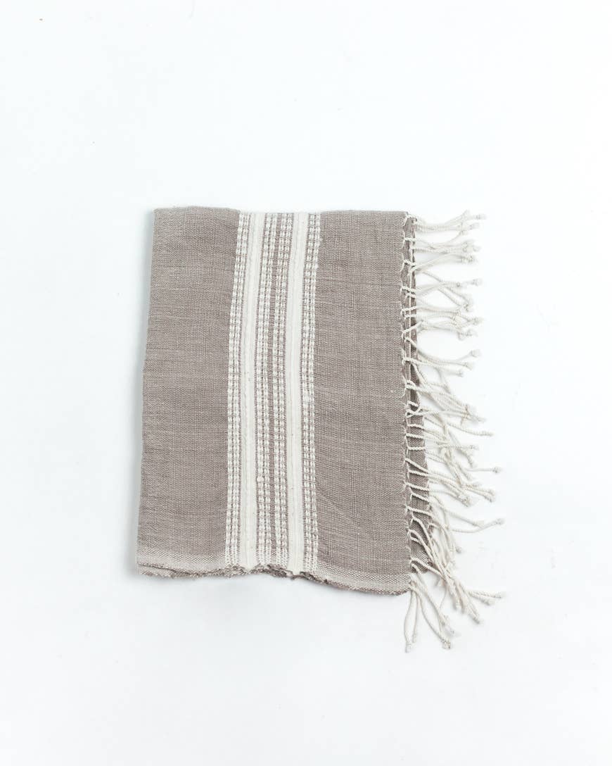 Aden Cotton Hand Towel - Stone with Natural - Creative Women - Table - $36