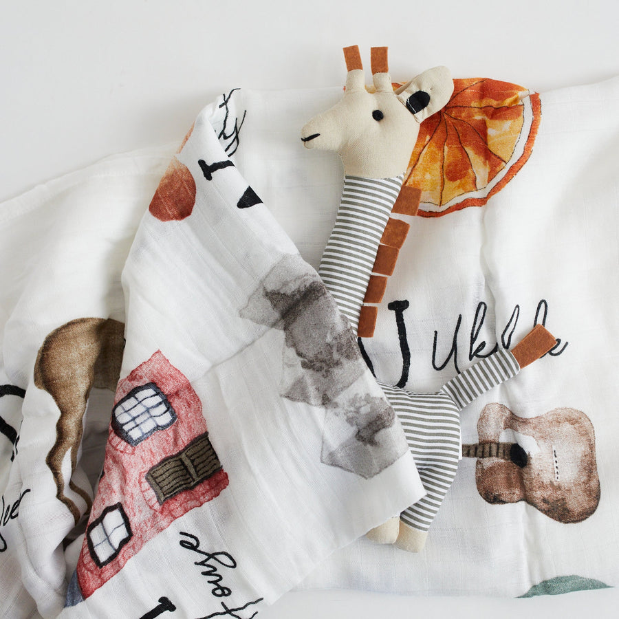 Bamboo Baby Swaddle Blanket Alphabet Print - Banks-Lyon Botanical - $28