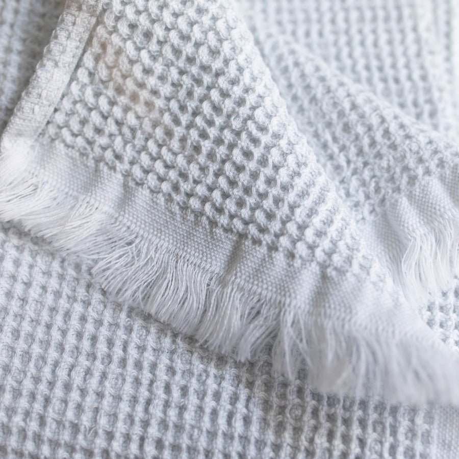 Bees Fringed Waffle Towel SPECIAL ORDER Wash Cloth 12’’ x / Platinum Abyss & Habidecor Special Order $20