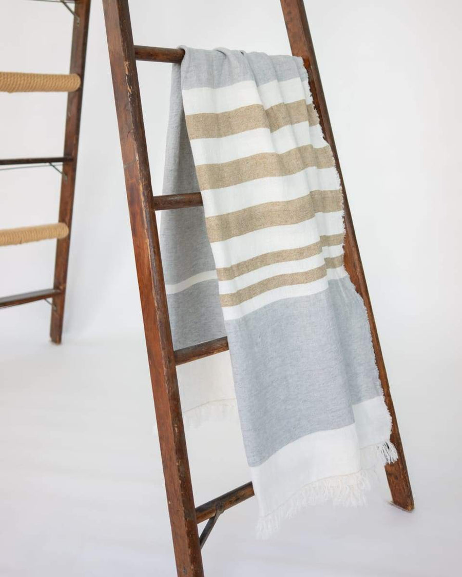 Belgian Towel - Fouta - Special Order - Ash Stripe - Libeco - Bath - $250