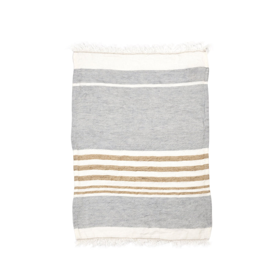 Belgian Towel - Hand- Set of Six - Special Order - Ash Stripe - Libeco - Bath - $336