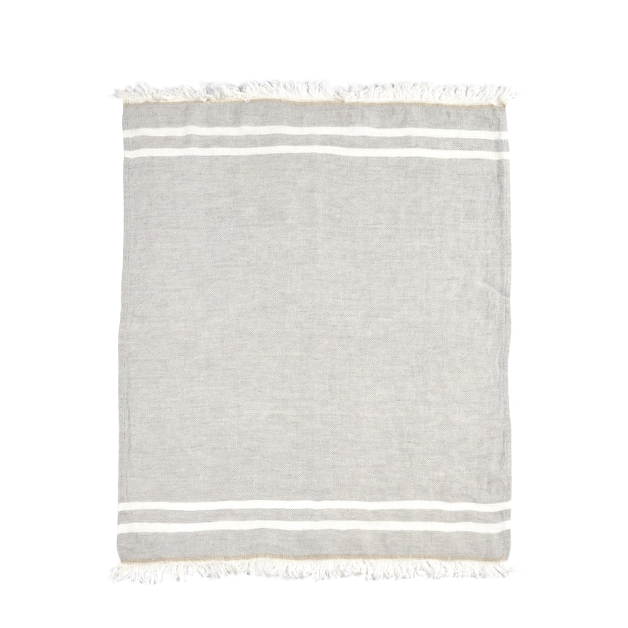 Belgian Towel - Hand- Set of Six - Special Order - Gray Stripe - Libeco - Bath - $336