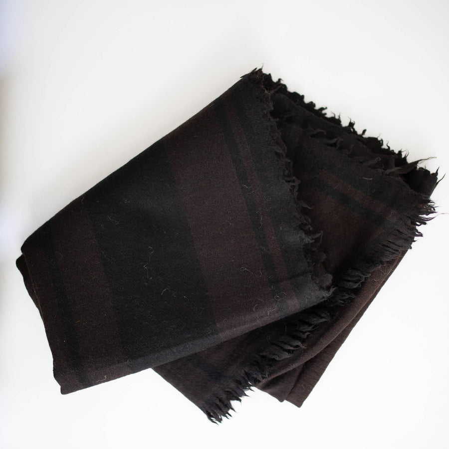 Black and Brown Wool Throw No. 74 - Moka / 48x 72 - Moismont - $214