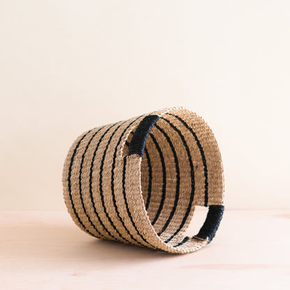 Black + Natural Striped Tapered Basket - Likha - Baskets - $76