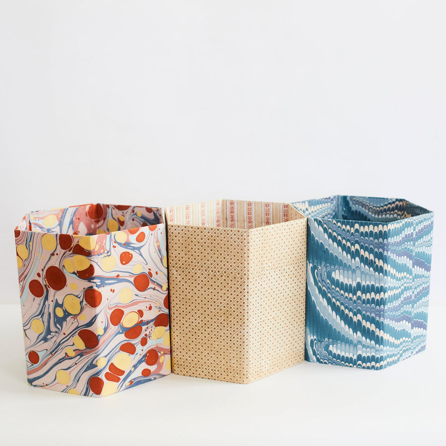 Block Printed Basket- - Ochre - Craft Boat - Accessories - $95