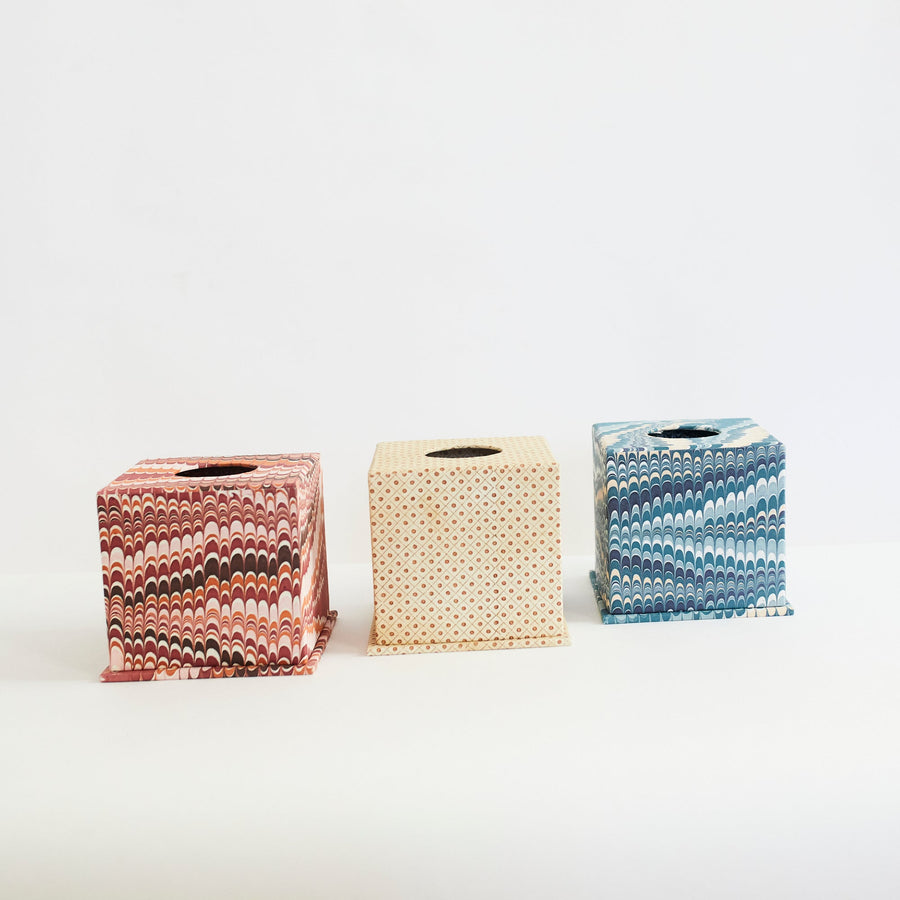 Block Printed Tissue Box - Doit & Grid Ochre - Craft Boat - Accessories - $85