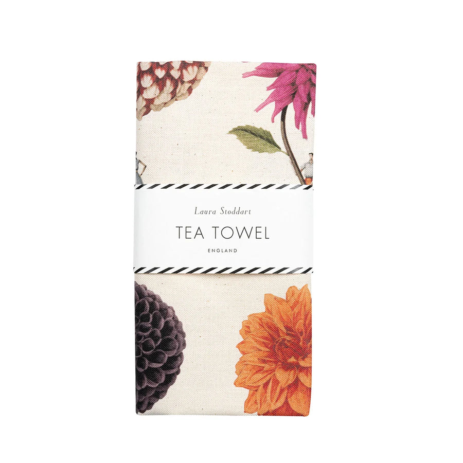 In Bloom Multi Dahlia Tea Towel - Hester & Cook - Table - $25