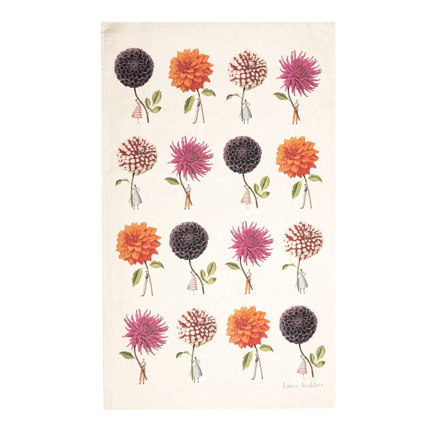 In Bloom Multi Dahlia Tea Towel - Hester & Cook - Table - $25