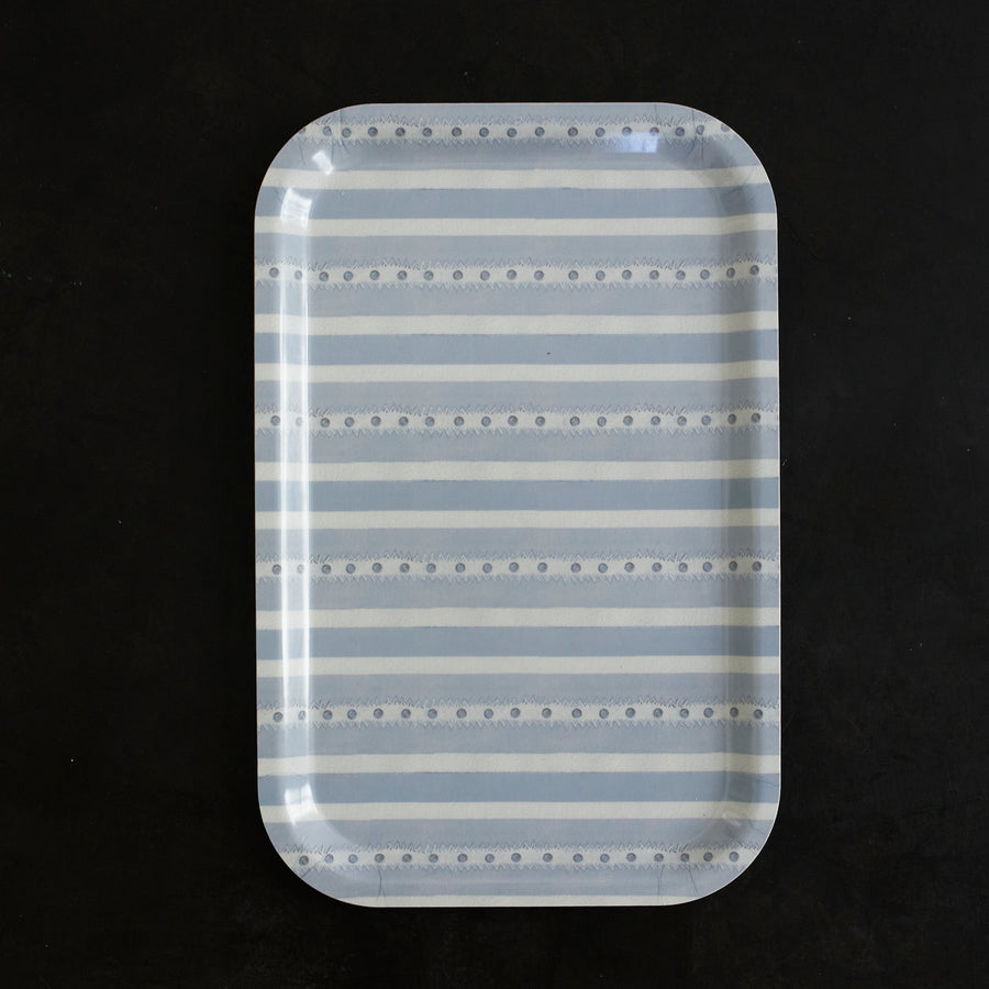 Blue Stripe Birchwood Tray - Form Press - Accessories