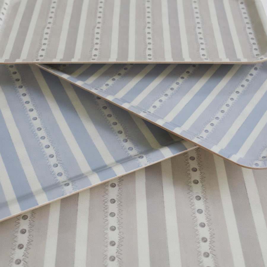 Blue Stripe Birchwood Tray - Form Press - Accessories
