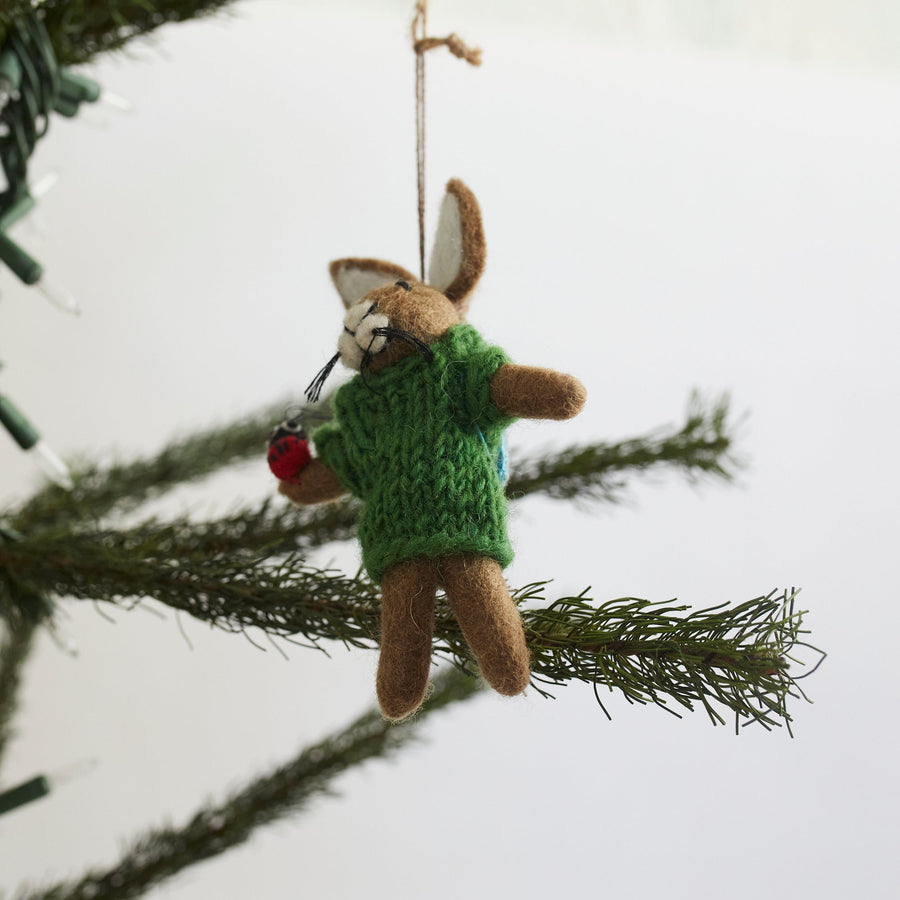 Bobby Ladybird Hare Ornament - Felt So Good - Holiday - $25