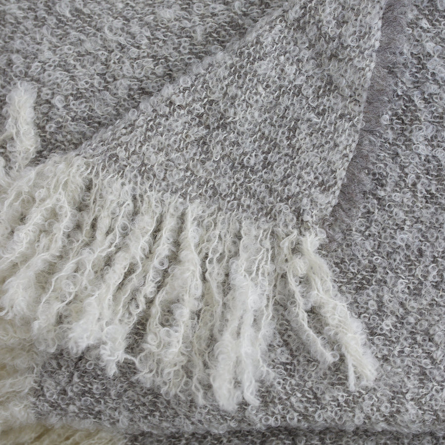Boucle Throws & Blankets - 55’ x 78’ / Ecru/Grey Stansborough Throw $525