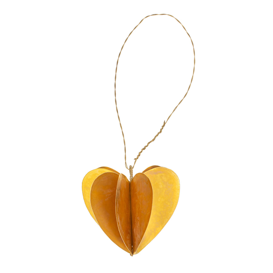 Brass Heart Origami Ornament - Indaba Trading - Holiday