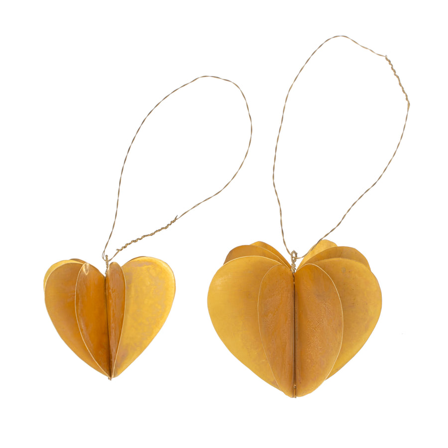Brass Heart Origami Ornament - Indaba Trading - Holiday