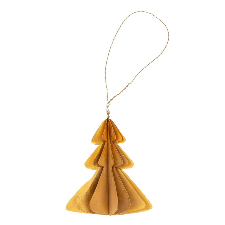 Brass Tree Origami Ornament - Indaba Trading - Holiday