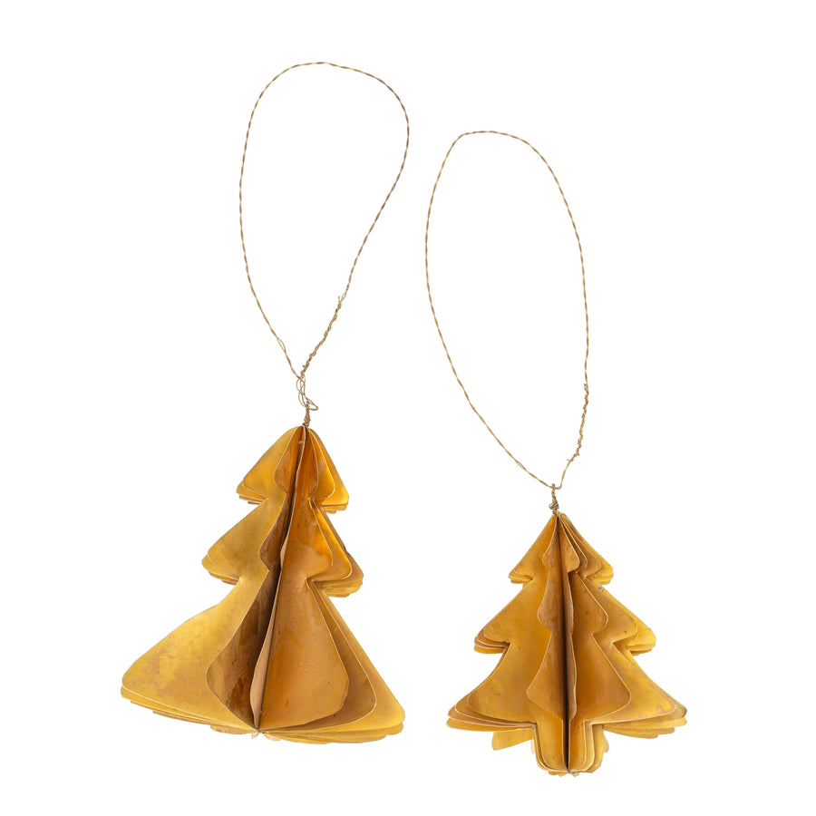 Brass Tree Origami Ornament - Indaba Trading - Holiday