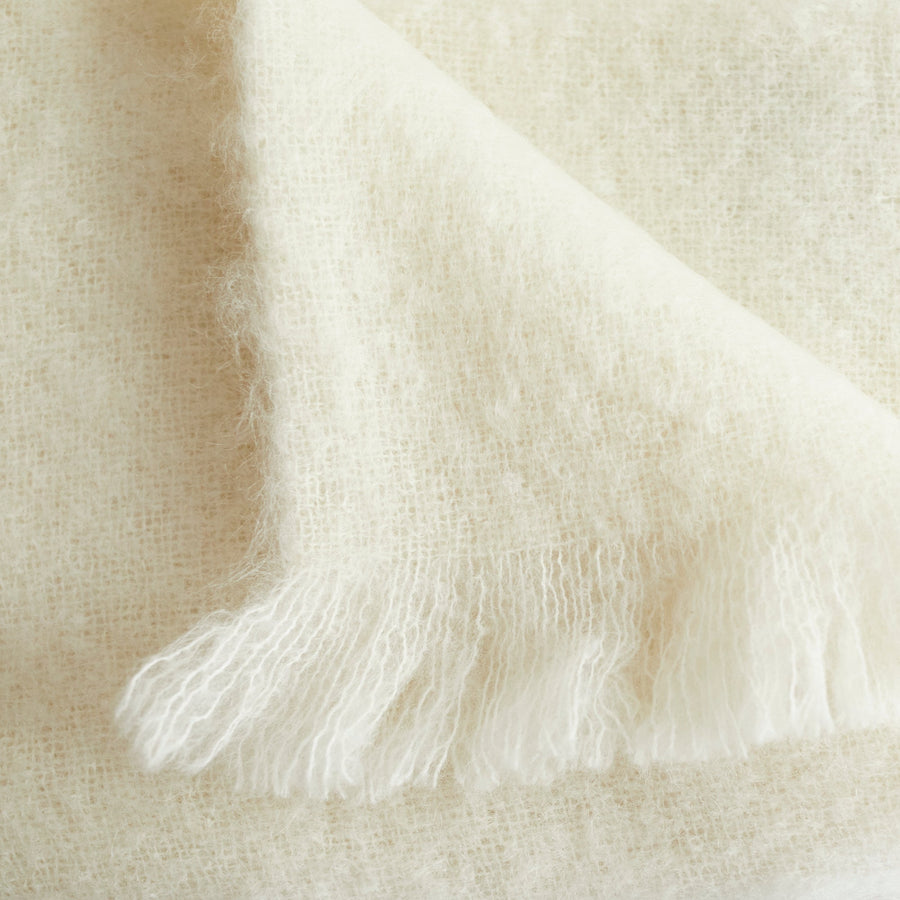 Brushed Mohair Throw - 51’ x 72’ / Cream Lands Down Under $425