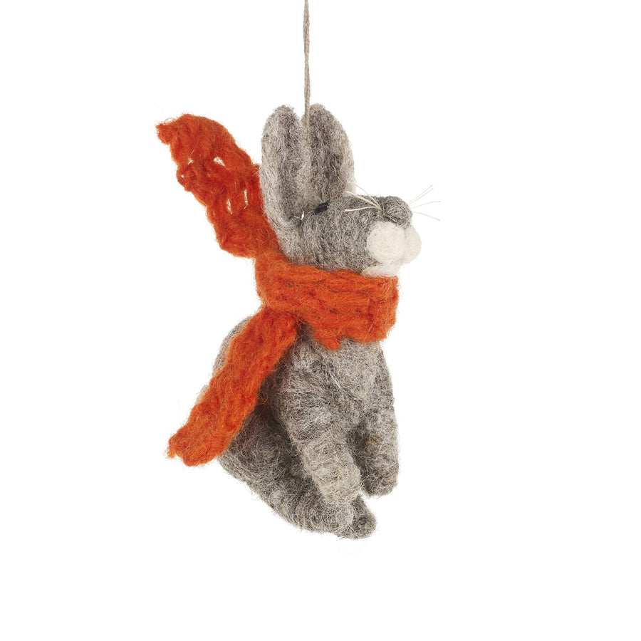 Bunny with Orange Scarf Ornament - Felt So Good - Holiday - $16