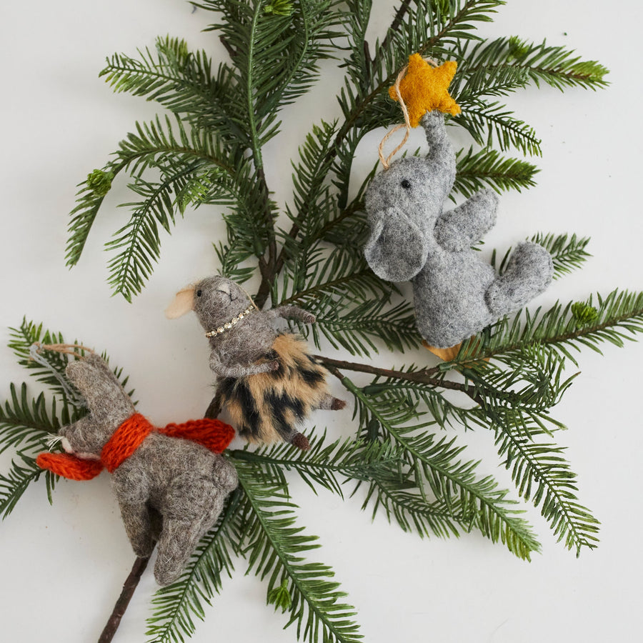 Bunny with Orange Scarf Ornament - Felt So Good - Holiday - $16