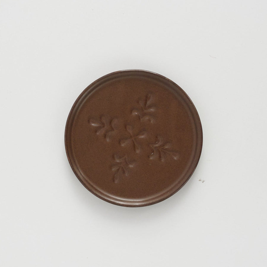 Carved Flower Coaster Quad-Petals - Rusty Brown Glaze - Jicon - Table - $16