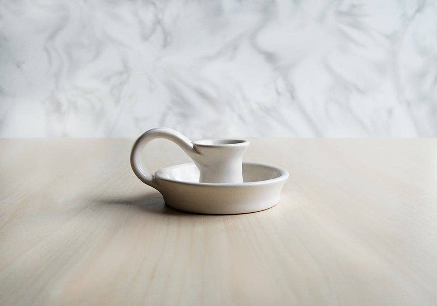 Ceramic Candle Holder - White - with handle - Stuck in the Mud Pottery - Accessories - $76