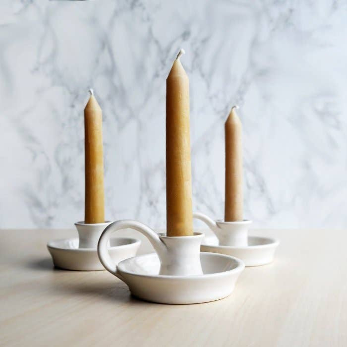 Ceramic Candle Holder - White - Stuck in the Mud Pottery - Accessories