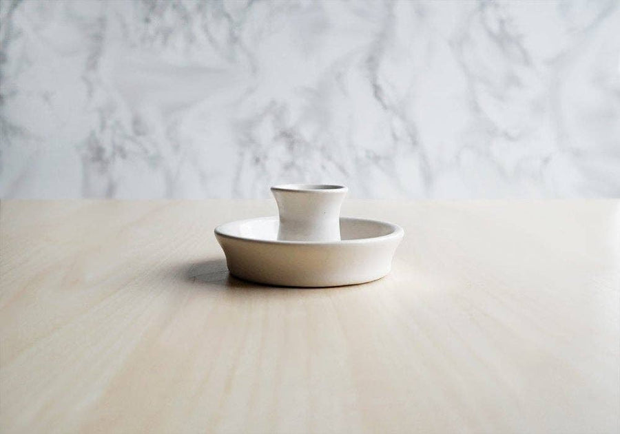 Ceramic Candle Holder - White - without handle - Stuck in the Mud Pottery - Accessories - $56