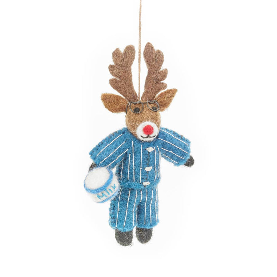 Christmas Pyjamas Rudolph Ornament - Felt So Good - Holiday - $23