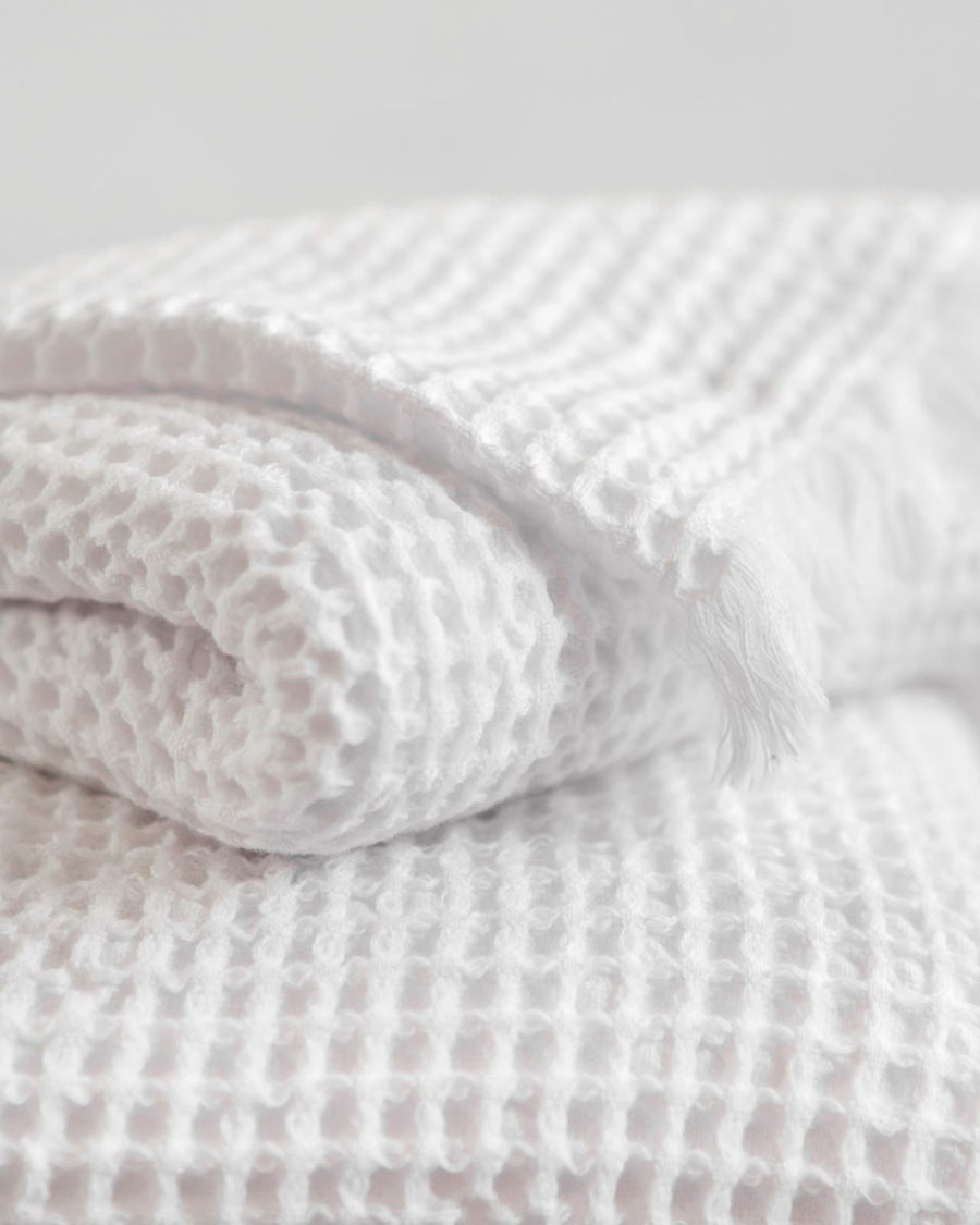 Cotton Belgian Waffle Towels - Hand Towel 20 x 35’ / White Mungo Bath $30