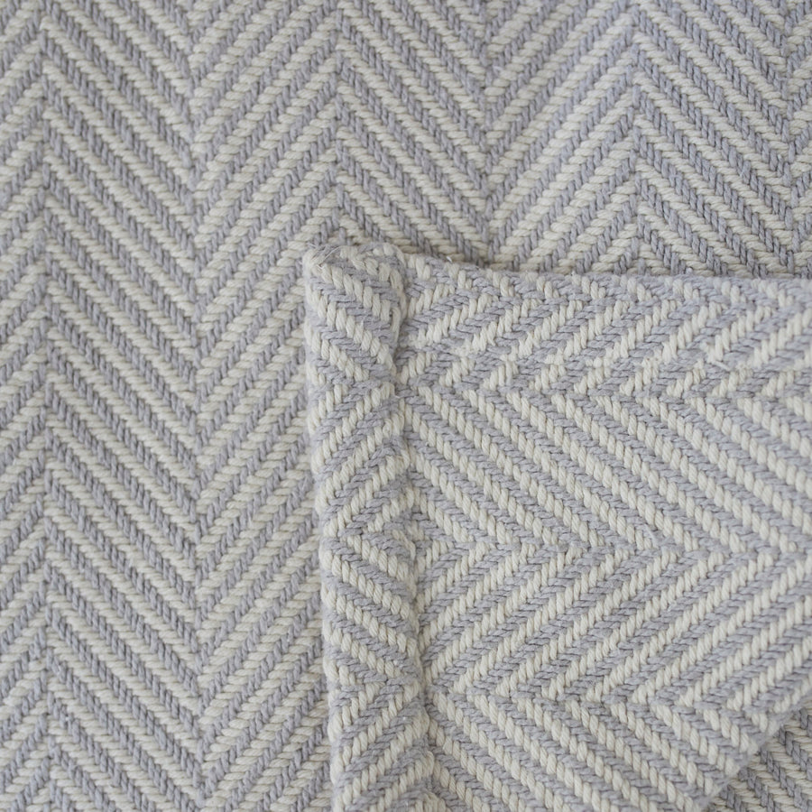 Cotton Blanket in Herringbone - Grey/Natural / Full/Queen 90’’ x 93’’ - Evangeline - Throw - $320