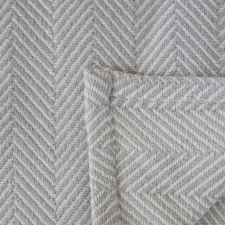 Cotton Blanket in Herringbone - Grey/Natural / Full/Queen 90 x 93 - Evangeline - Throw - $320