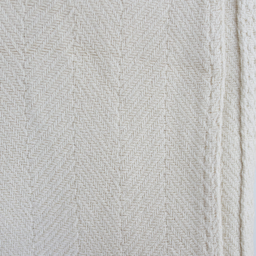 Cotton Blanket in Herringbone - Natural / Full/Queen 90’’ x 93’’ - Evangeline - Throw - $320