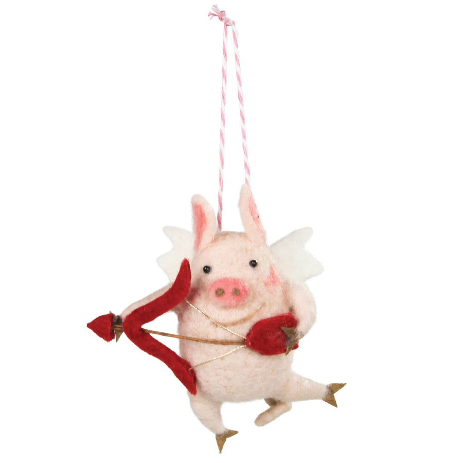Cupid Pig Ornament Felt - HomArt - Holiday - $20