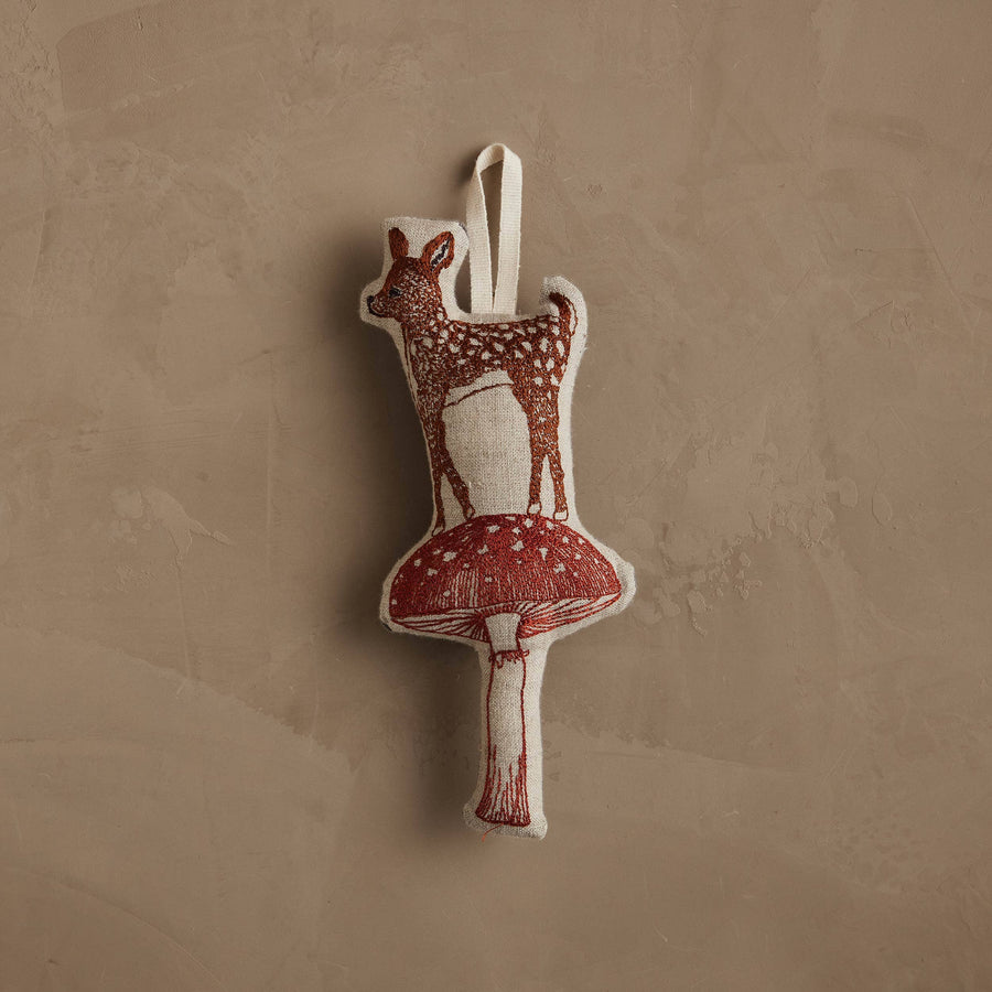 Deer with Mushroom Ornament - Coral & Tusk - Holiday - $37