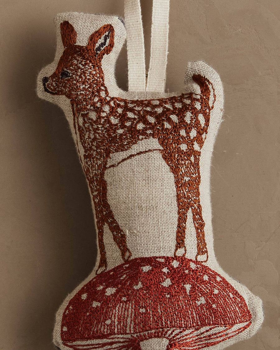 Deer with Mushroom Ornament - Coral & Tusk - Holiday - $37