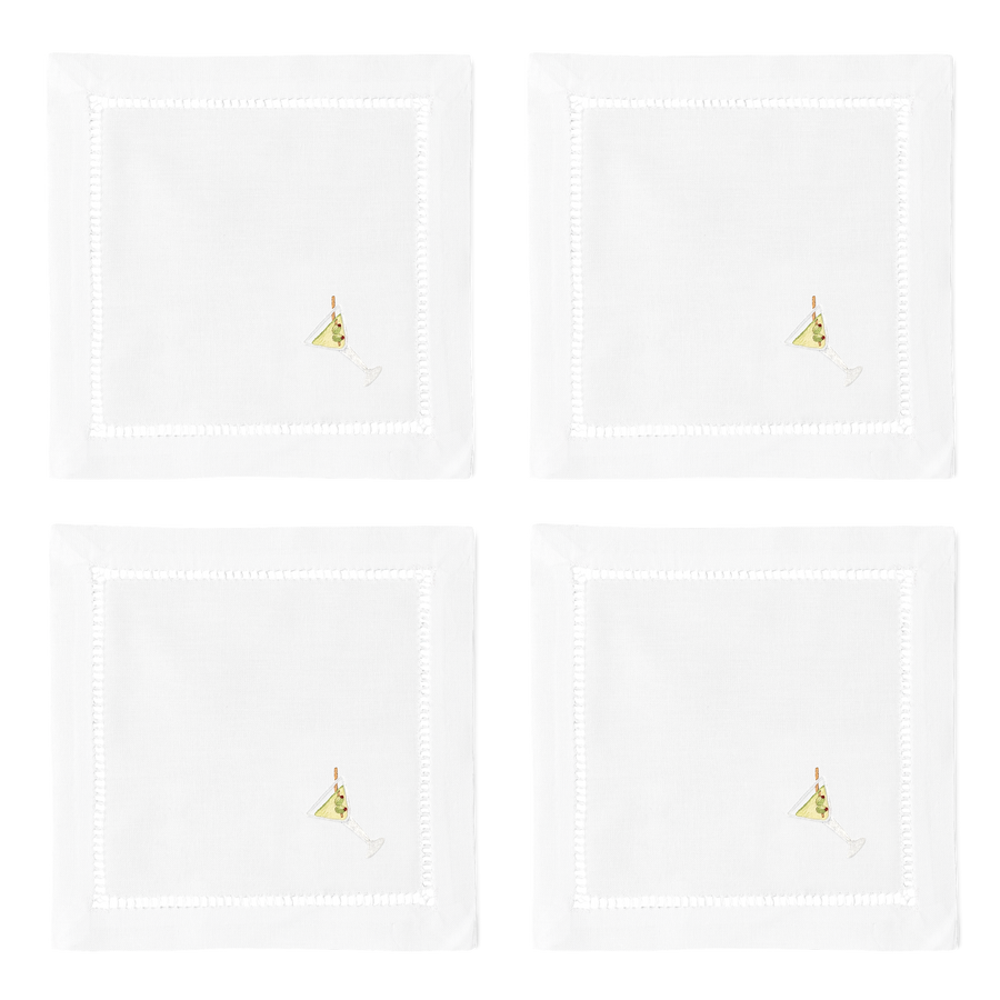 Dirty Martini Cocktail Napkins | Set of 4 - Henry Handwork - Table - $49