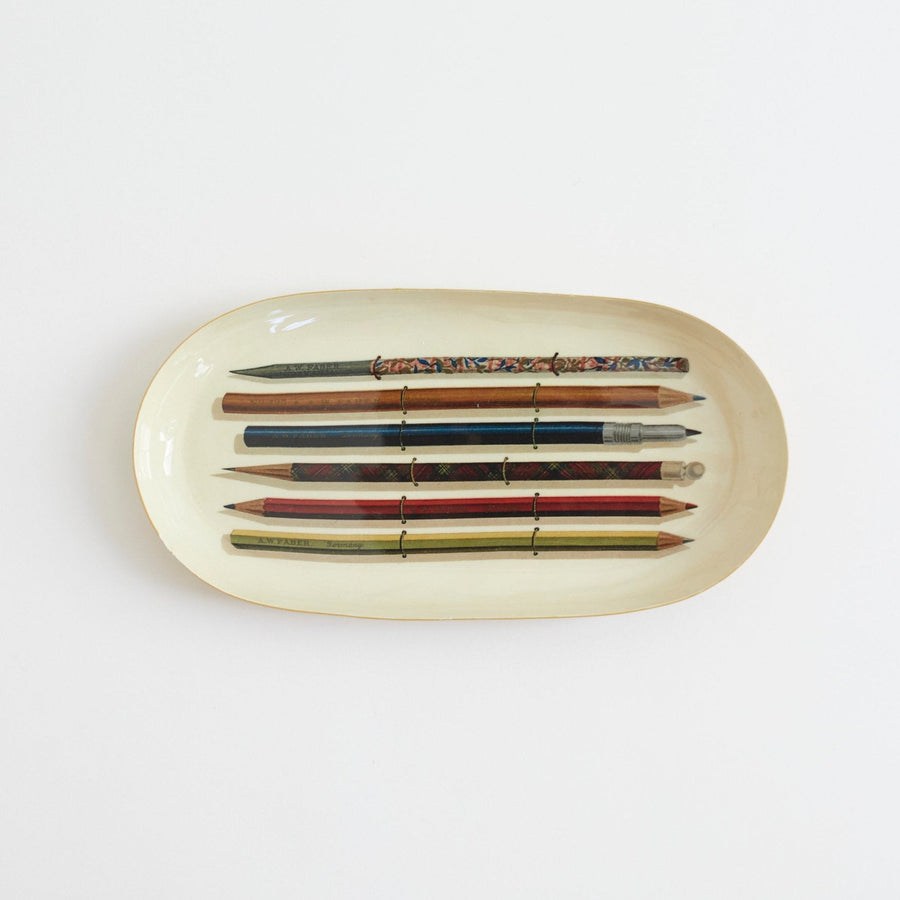 Enamel Printed Tray - Vintage Pencils - Roomytown Inc - Accessories - $26