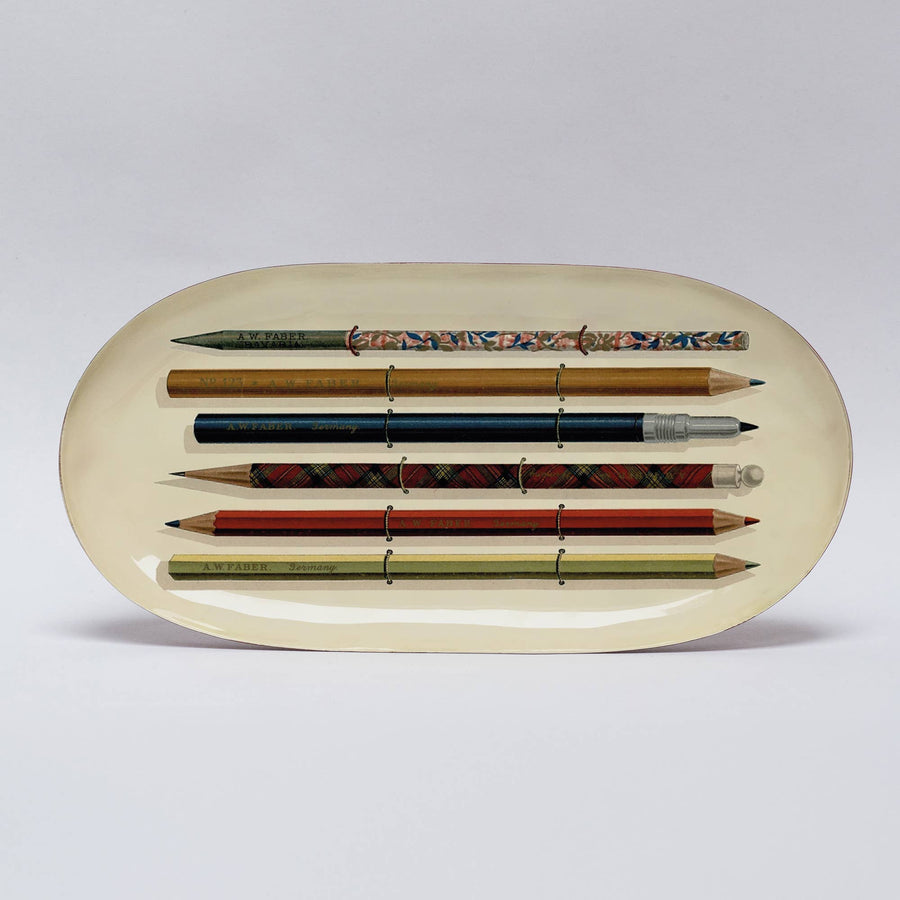 Enamel Printed Tray - Vintage Pencils - Roomytown Inc - Accessories - $26