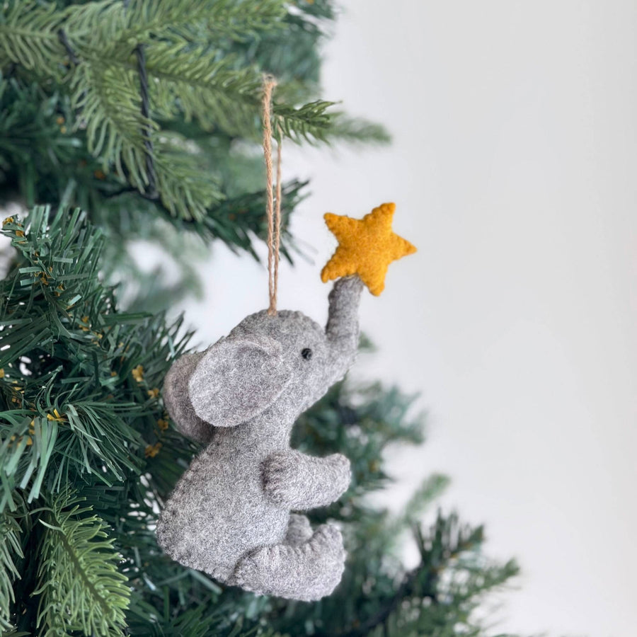 Felt Ornament - Elephant with Star - Deer Harbour Design - Holiday - $22