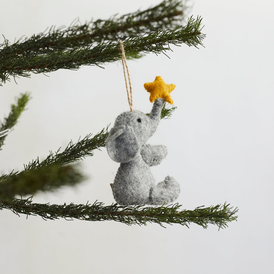 Felt Ornament - Elephant with Star - Deer Harbour Design - Holiday - $22