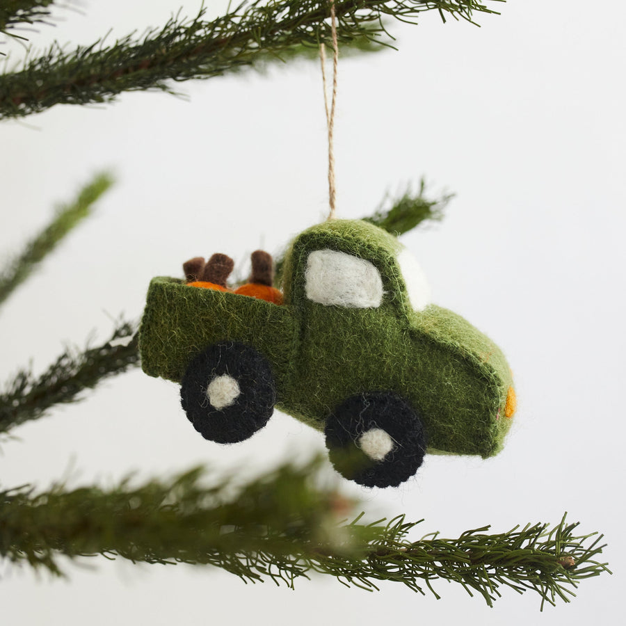 Felt Pickup Truck with Pumpkins Ornament - Deer Harbour Design - Holiday - $22