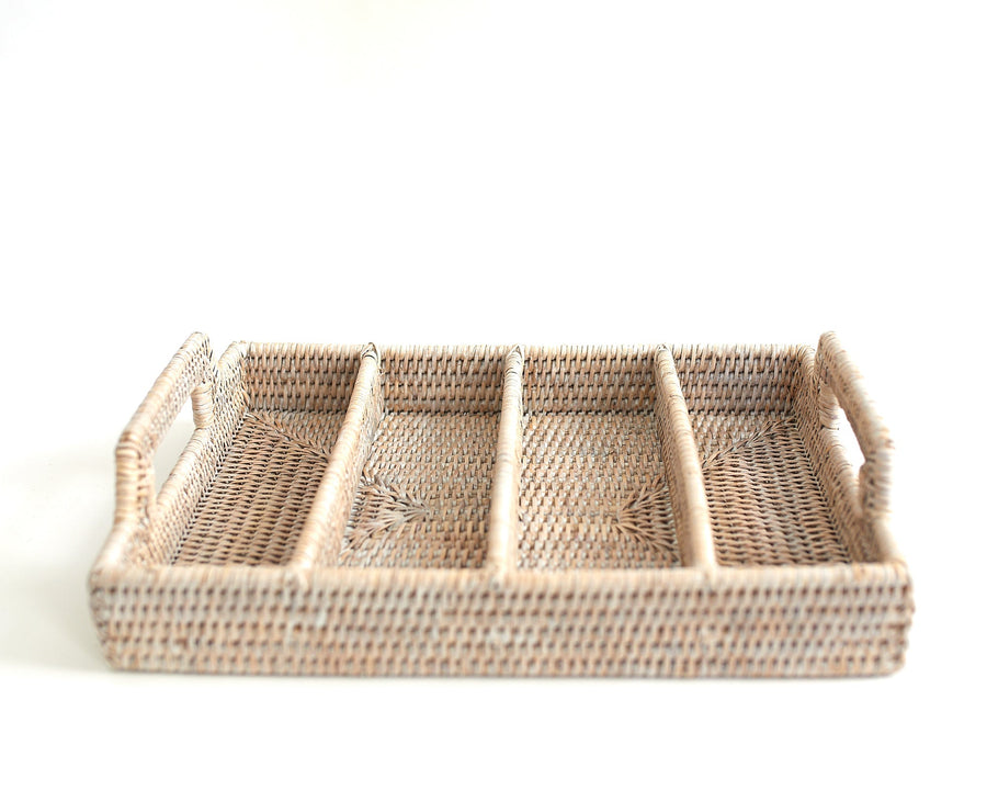 Flatware Tray w/Handles - White Wash / 14 x 10 2’ - Matahari - Baskets - $115
