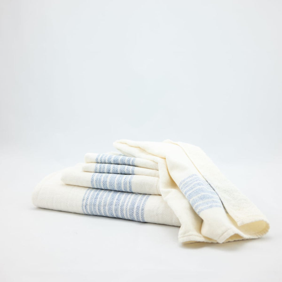 Flax Line Towels - Bath Towel - 24” x 49” / Blue/Ivory - Morihata International Ltd.Co - $75