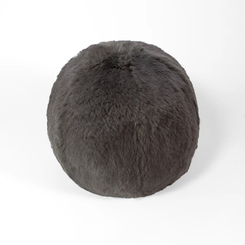 French Faux Fur Snowball - 10’’ - Medium / Smoky Grey - Evelyne Prélonge - Cushion - $165