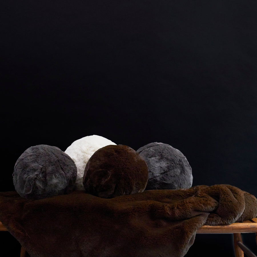 French Faux Fur Snowball - Evelyne Prélonge - Cushion - $165